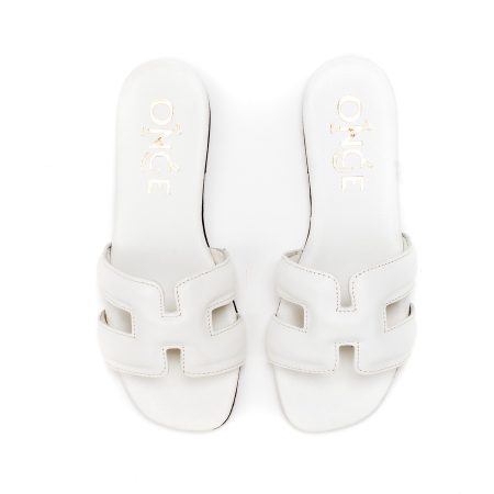 Ženske kožne papuče Once-H1000 bele ravne 5 15654 once h1000 bianco 3